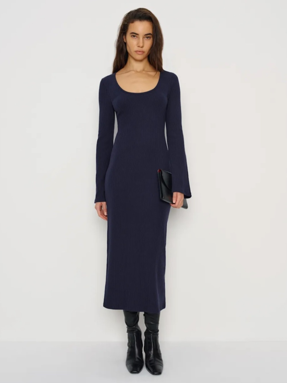 Reformation Rosalyn Knit Dress, Midnight Blue, Medium